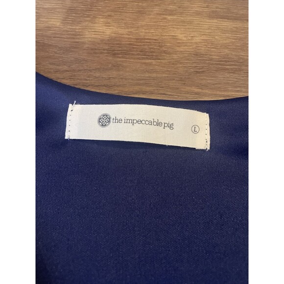 The Impeccable Pig Size Large Mini Tank Dress Navy Blue V Neck Southern Coastal - Picture 3 of 8